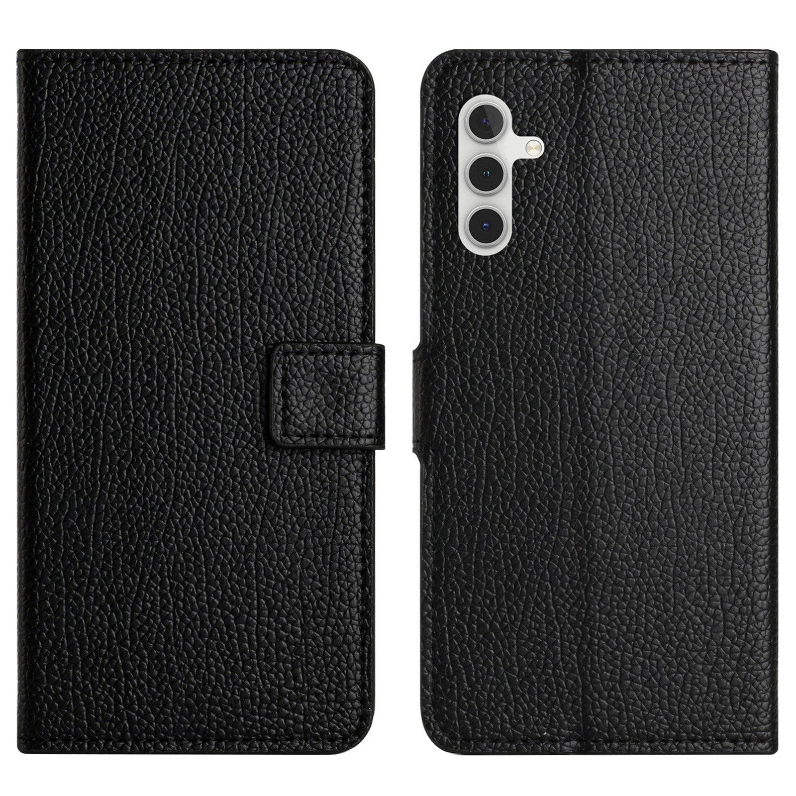 For Samsung Galaxy S23 FE PU Leather Case Wallet Stand Litchi Texture Phone Cover - Black For Samsung Galaxy S23 FE PU Leather Case Wallet Stand Litchi Texture Phone Cover - Black